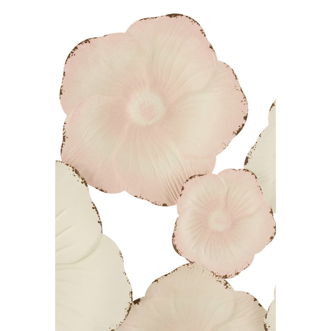 J-Line wall decoration Flowers - metal - pink/white