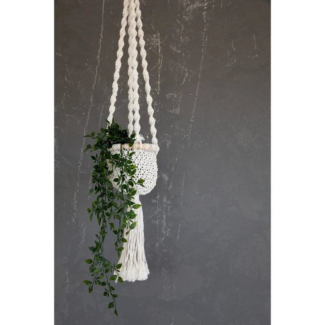 The Twisted Macramé Plant Holder - Natural White - M