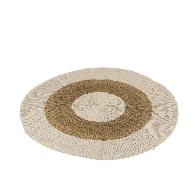 J-line carpet Round - seagrass - white/natural - medium