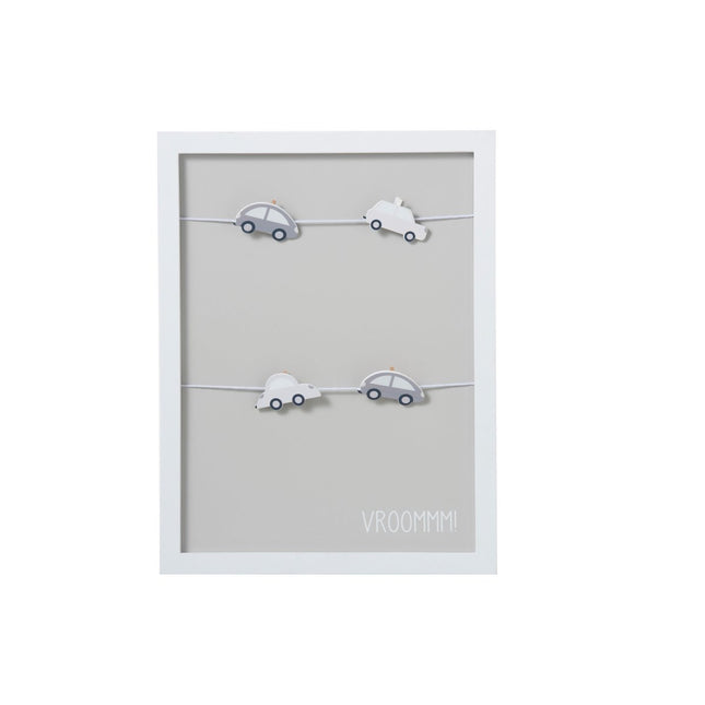 J-Line photo frame - photo frame with 4 clips car - wood - gray