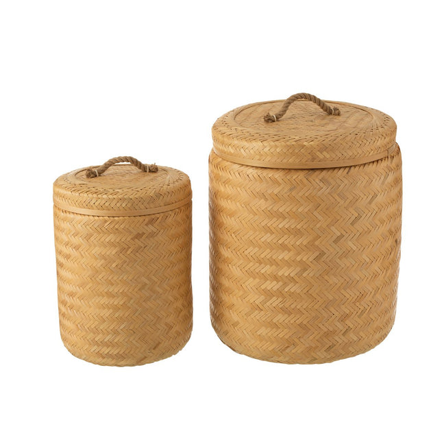 J-Line set of 2 storage baskets Round - bamboo - natural