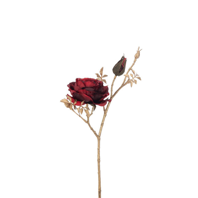 J-Line Christmas decoration branch rose - plastic - red/gold - 12x