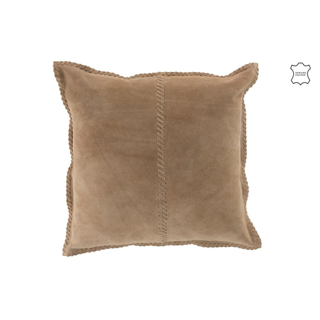 J-Line Cushion stitching - leather - 45 x 45 cm - beige
