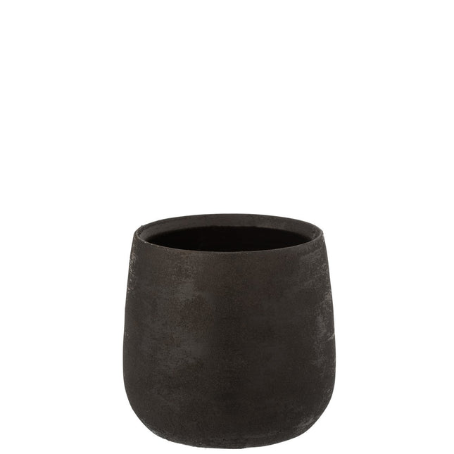 J-Line Bloempot Oneffen - keramiek - zwart - L - Ø 23 cm
