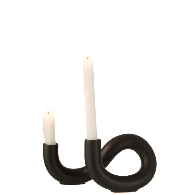 J-Line candle holder Torsion 2 Candles - ceramic - black