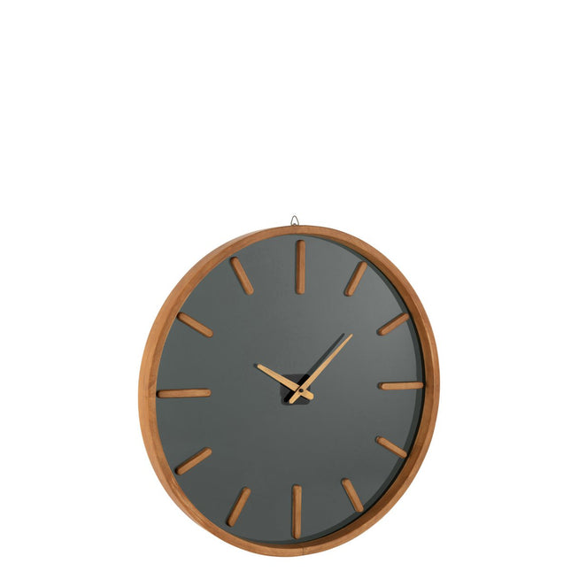 J-Line Round clock - wood/glass - brown/black - M - Ø 60 cm