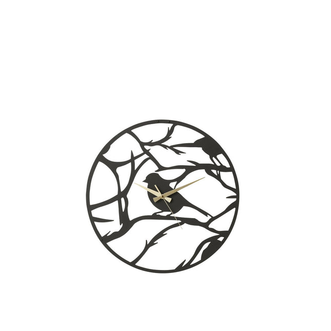 J-Line Bird clock - metal - black - Ø 49 cm
