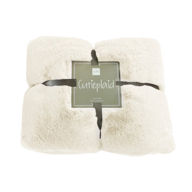 J-Line Plaid Cutie - Fleece Blanket – Polyester – 180x130 cm – White