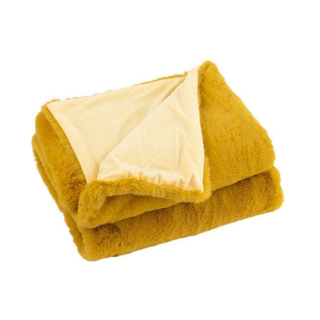 J-Line Plaid Cutie - Fleece Deken – Polyester – 180x130 cm – Oker