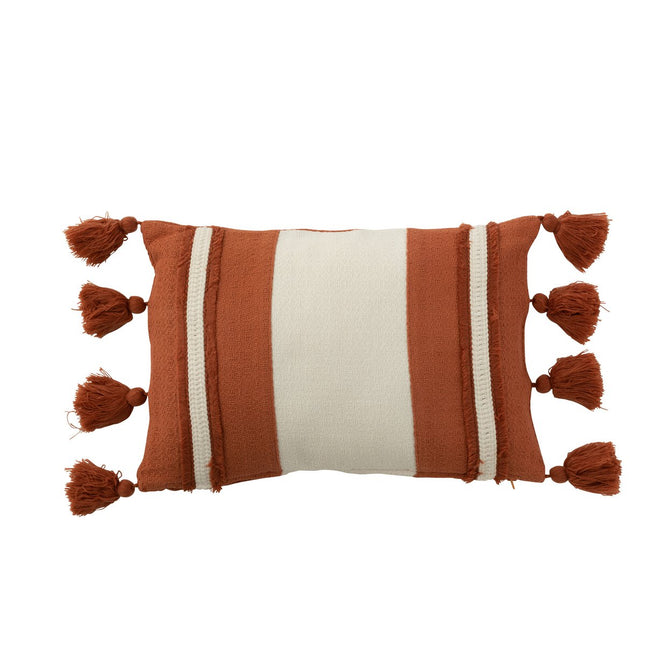 J-Line Cushion Stripe + Tassel - textile - terracotta
