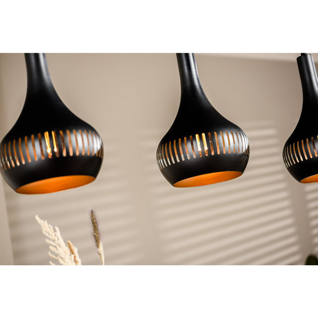 Hanging lamp, 3-light, H340 black
