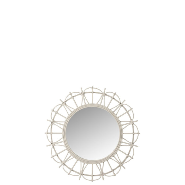 J-line mirror Round - Bamboo/jute - light gray
