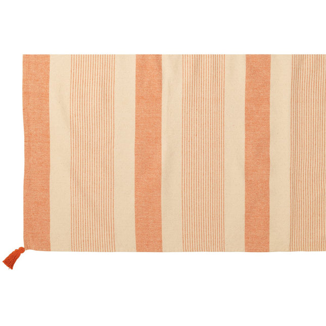J-Line Plaid -katoen - beige/ oranje - 130 x 180 cm