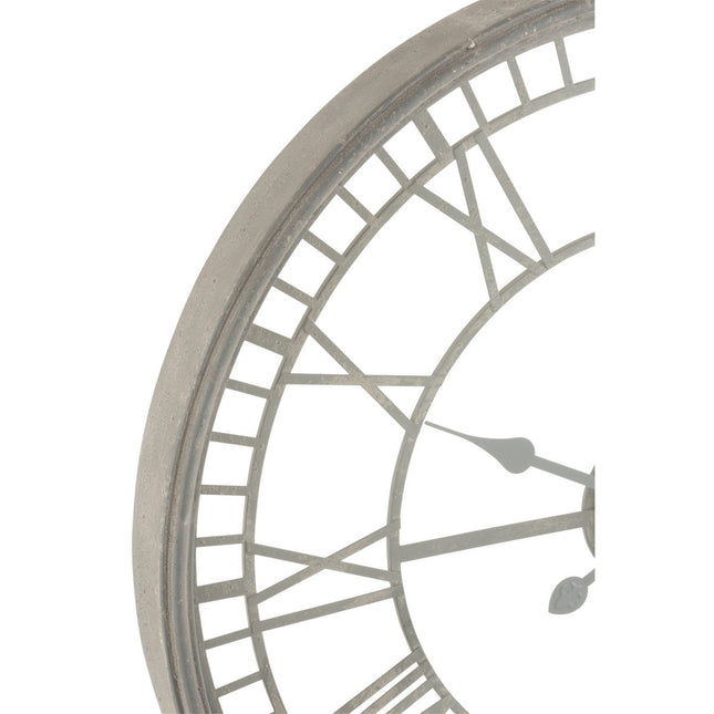 J-Line Roman Numerals clock - metal/glass - gray - Ø 67 cm