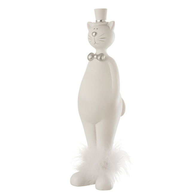 J-Line Cat With Hat Poly White/Silver Large