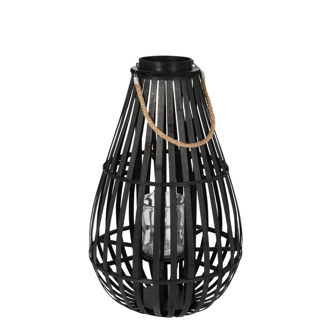 J-Line lantern Drop shape - bamboo - black - medium