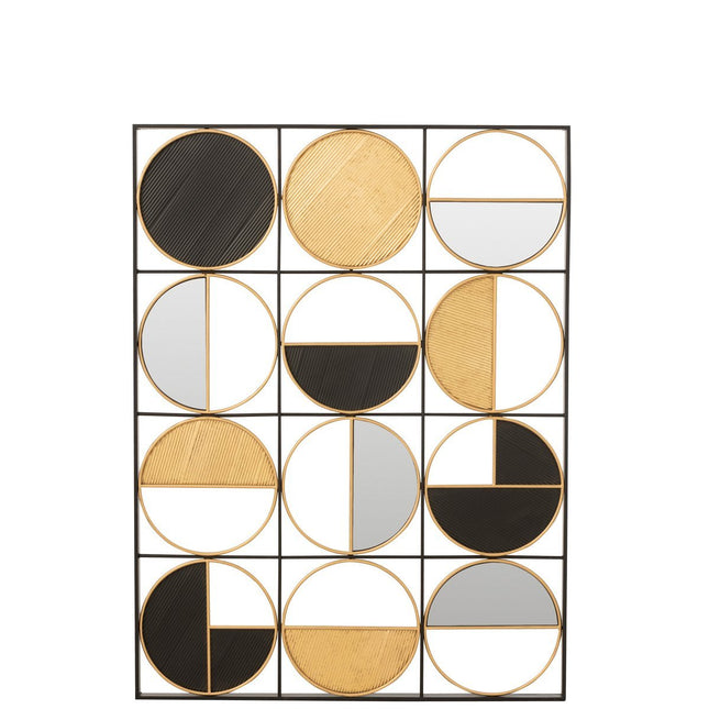 J-Line wall decoration Rounds - iron/glass - gold/black