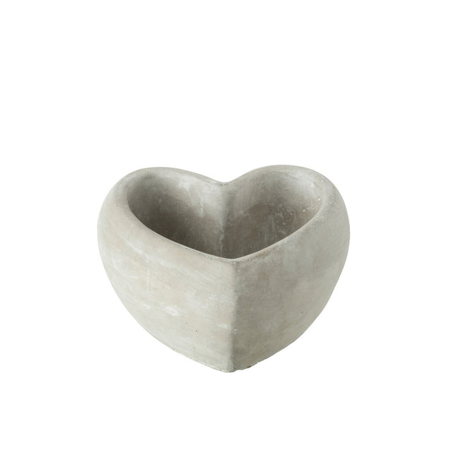 J-Line flower pot Heart shape - cement - gray - 2 pieces