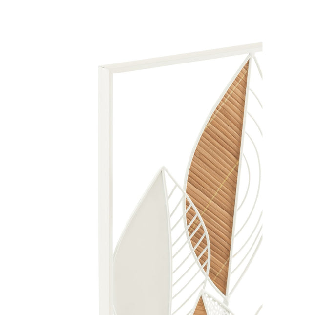 J-Line wanddecoratie Bladeren - metaal/bamboe - mix - small