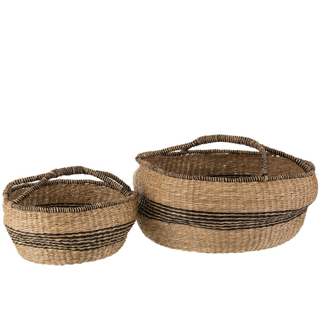 J-Line Set of 2 Baskets Round Seagrass Natural