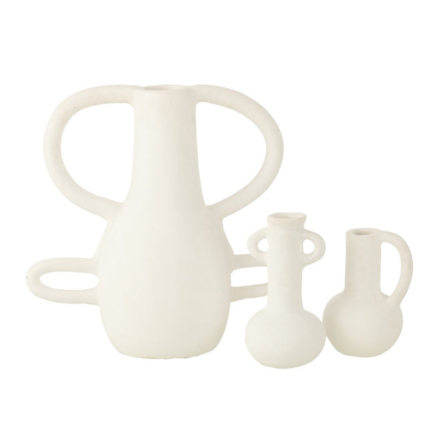 J-Line Vase With 4 Handles Terracotta White