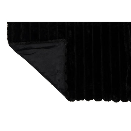 J-Line Plaid corduroy - polyester - zwart - 180 x 130 cm