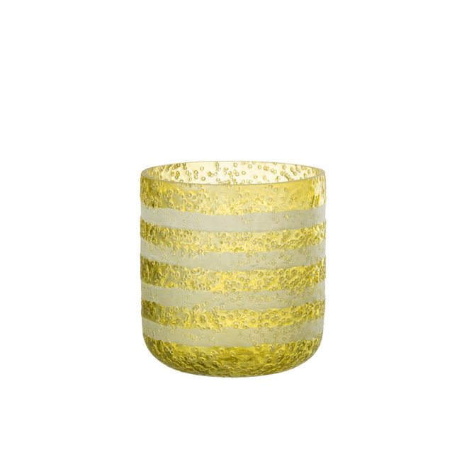 J-Line lantern Stripes - glass - yellow/white - large