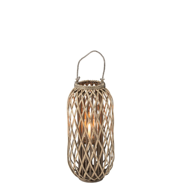 J-Line lantern Willow - wood - gray - small