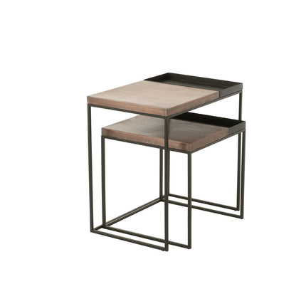 J-Line side table - metal - bronze/black - set of 2