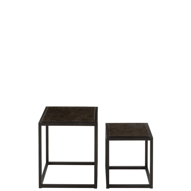 J-Line side table Low Square - metal - black - set of 2