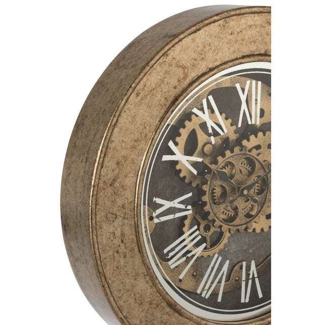 J-Line Clock interior - wood - gold - Ø 50 cm