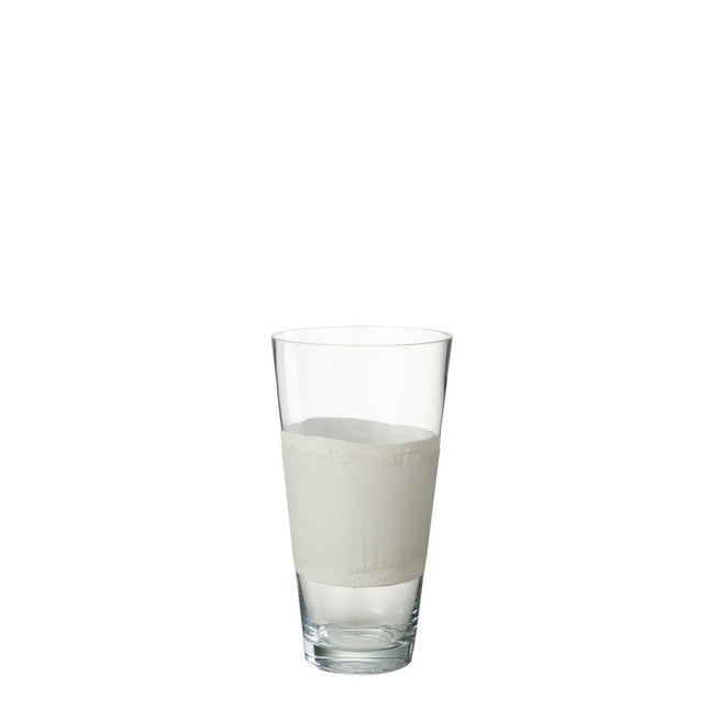 J-Line vase Delph - glass - transparent/white - small