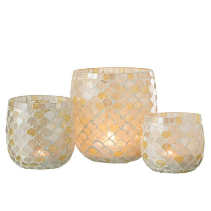 J-Line Lantern Mosaic Glass White/Light Yellow Large