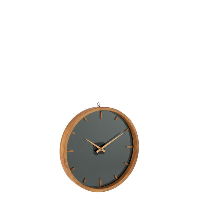J-Line Round clock - wood/glass - brown/black - Ø 40 cm