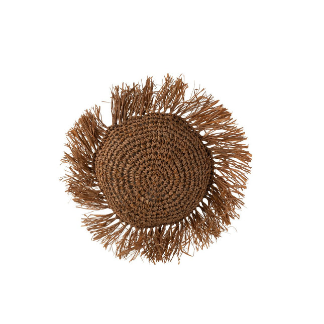 J-Line Cushion Round Reed Raffia - jute - brown