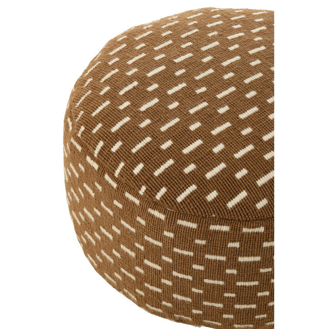 J-Line Pouf Round Lines Outdoor Polyester Brown/White