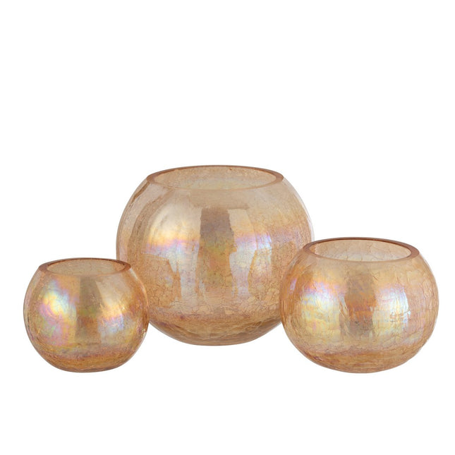 J-Line lantern Sphere Crackle Pearl Effect - glass - amber - large