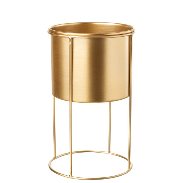 J-Line flower pot on foot - metal - gold - large - Ø 18.00 cm