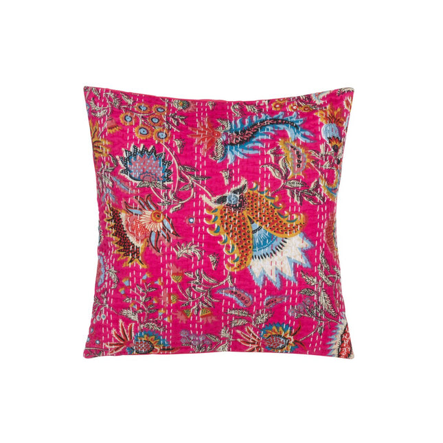 J-Line Cushion Flowers+Sutures Cotton Pink