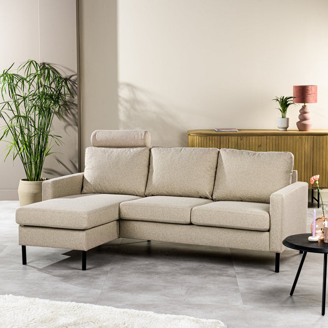 3 seater sofa CL L+R, with headrest, Dillon fabric, D460 beige