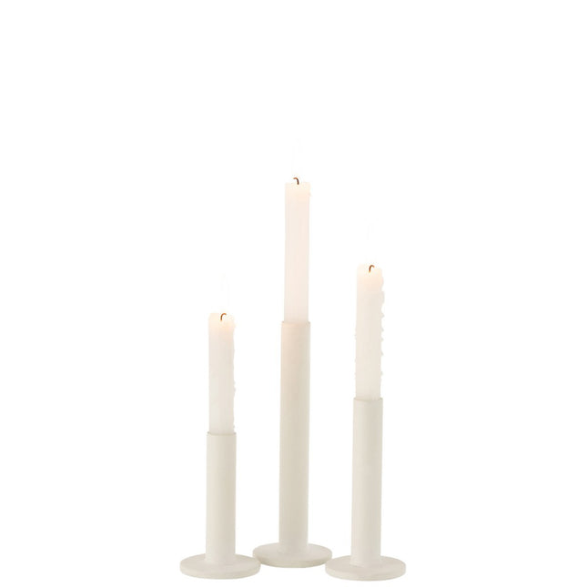 J-Line candlestick Low Modern - metal - white - 3 pieces