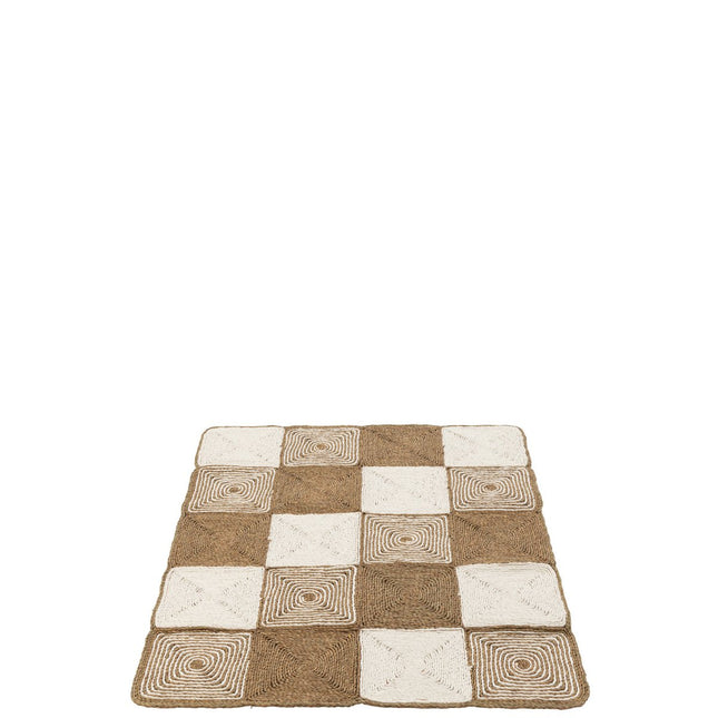 J-line carpet Squares Woven - plastic - white/natural