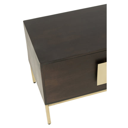 J-Line TV cabinet - wood/metal - brown/gold