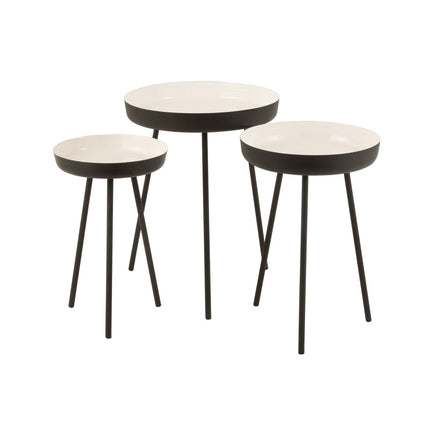 J-Line side table - metal - black/white - set of 3