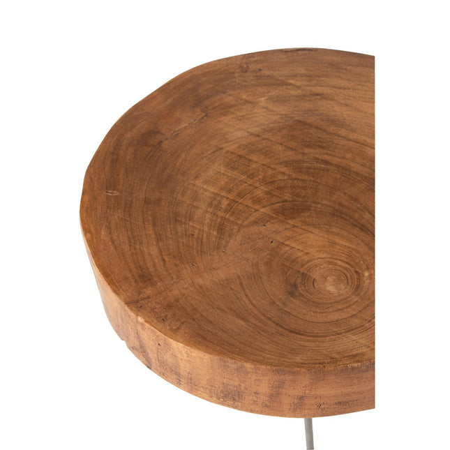 J-Line side table Paulownia - wood/metal - brown - set of 2