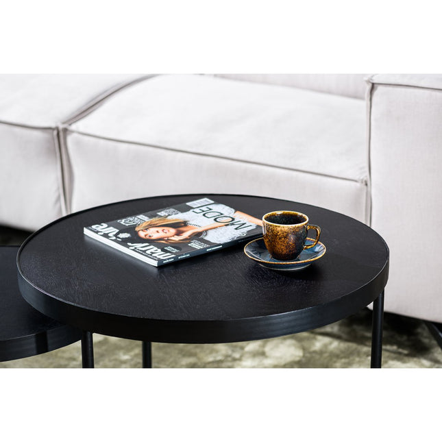 Round coffee table, set of 2, B340 black