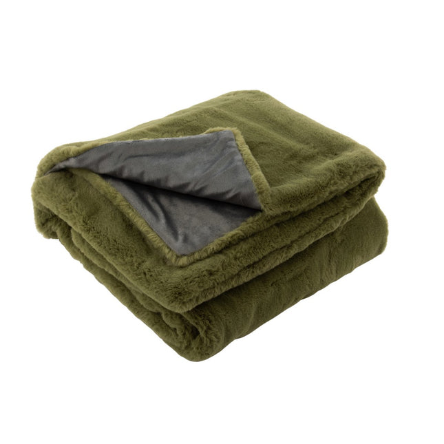 J-Line Plaid Cutie - Fleece Blanket – Polyester – 180x130 cm – Moss green