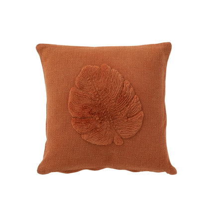 J-Line Cushion Tropical Leaf - textile - terracotta