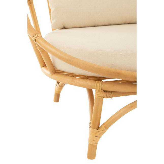 J-Line stoel + kussen - jute/textiel - naturel/wit
