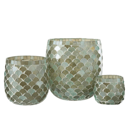 J-Line lantern Mosaic - glass - aqua - large